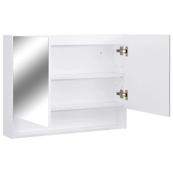 vidaXL Καθρέφτης Μπάνιου με Ντουλάπι / LED Λευκό 80 x 15 x 60 εκ. MDF