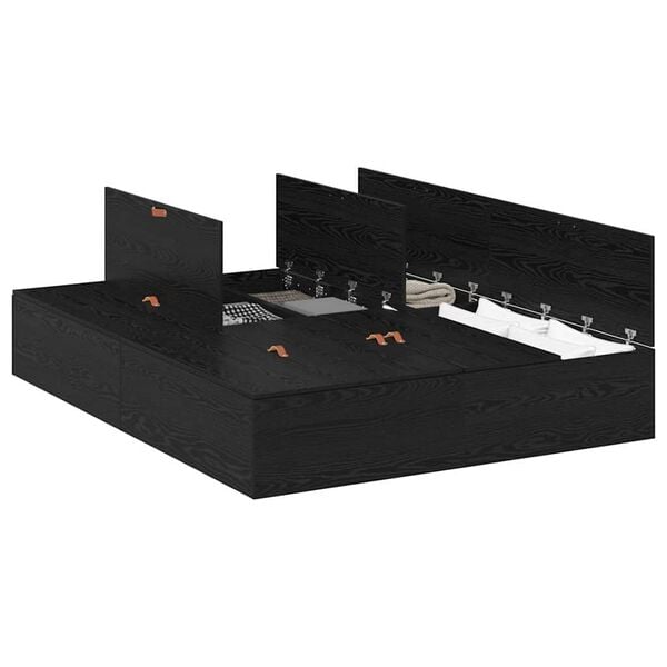 vidaXL Κρεβάτι με αποθηκευτικό χώρο Μαύρη Οξυά 140 x 190 cm