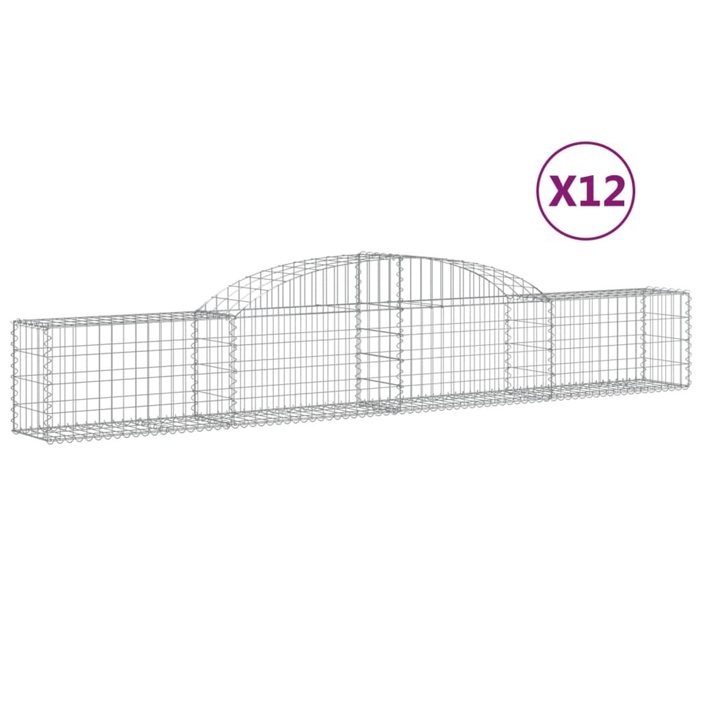 vidaXL Συρματοκιβώτια Τοξωτά 12 τεμ. 300x30x40/60 εκ. Γαλβαν. Ατσάλι