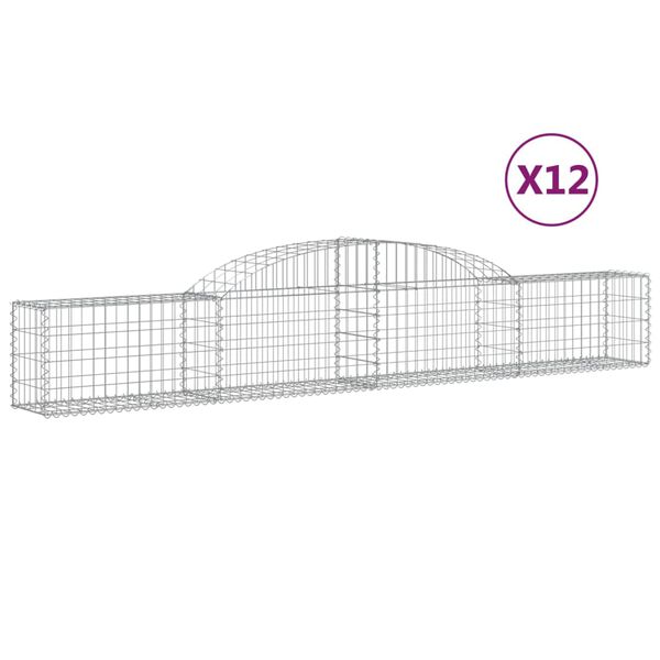 vidaXL Συρματοκιβώτια Τοξωτά 12 τεμ. 300x30x40/60 εκ. Γαλβαν. Ατσάλι