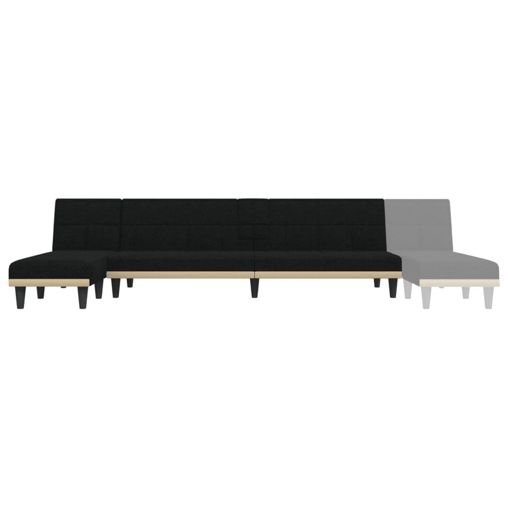 vidaXL Καναπές Κρεβάτι Γωνιακός Μαύρος 255x140x70 εκ. Υφασμάτινος