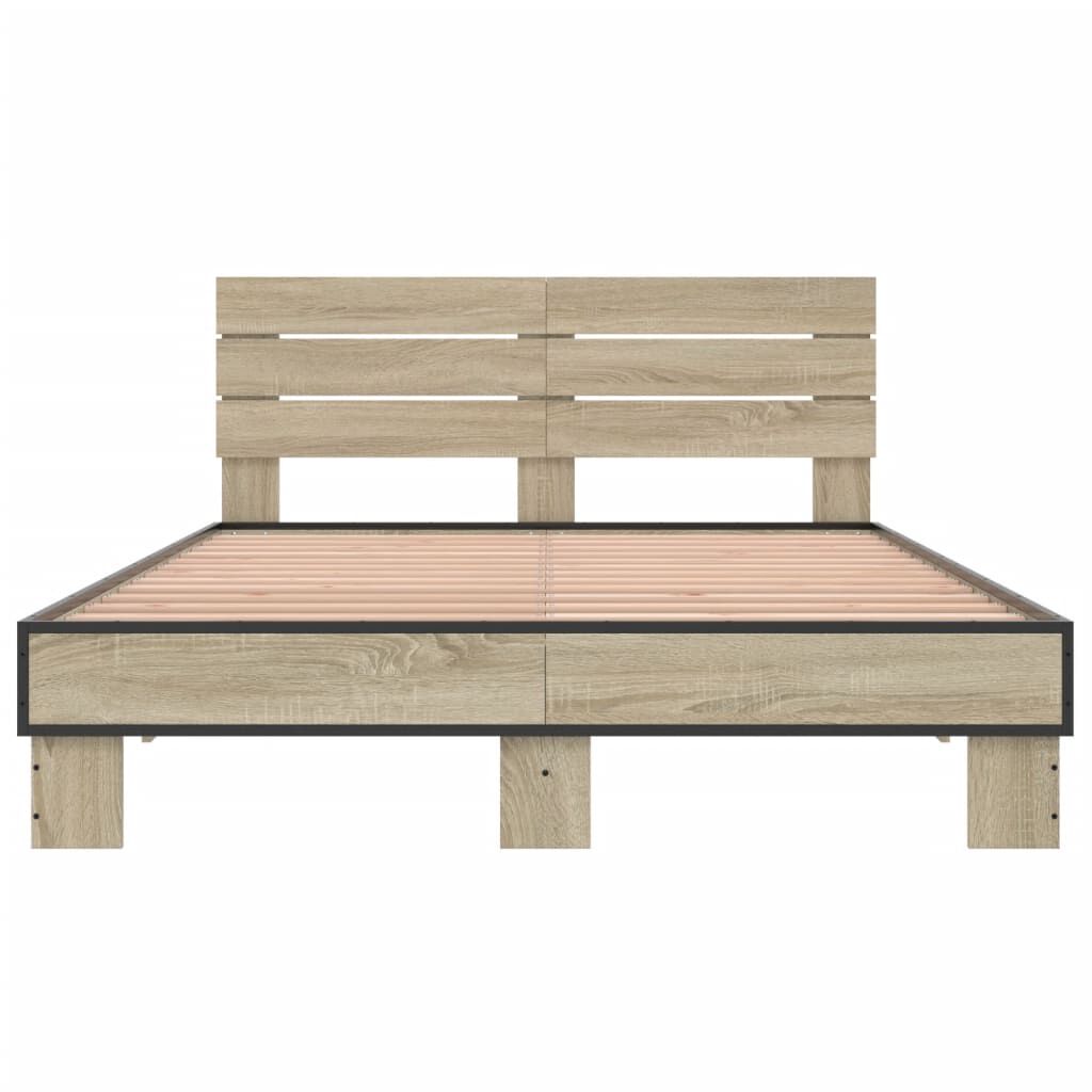 vidaXL Πλαίσιο Κρεβατιού Sonoma Δρυς 140x200 εκ. Επεξ. Ξύλο & Μέταλλο
