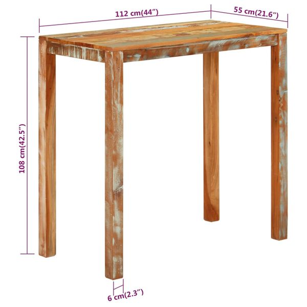vidaXL Τραπέζι Μπαρ 112 x 55 x 108 εκ. από Μασίφ Ανακυκλωμένο Ξύλο