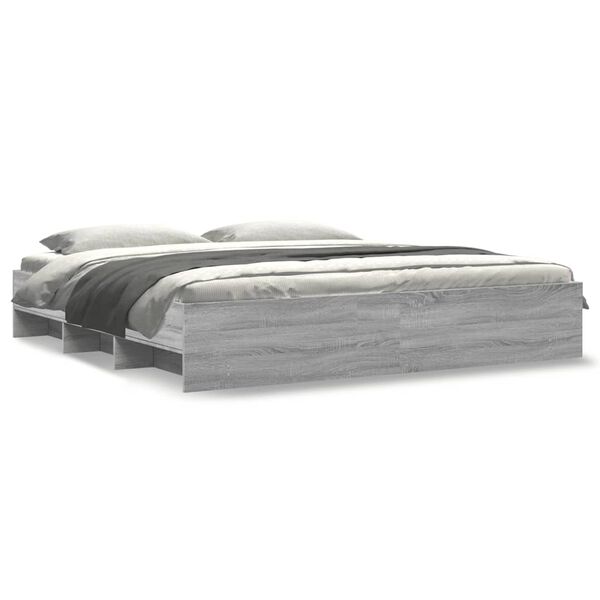 vidaXL Πλαίσιο Κρεβατιού Γκρι Sonoma 200x200 εκ. Επεξεργασμένο Ξύλο