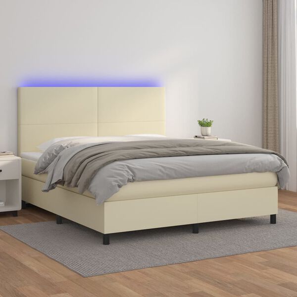vidaXL &Kappa;&rho;&epsilon;&beta;ά&tau;&iota; Boxspring &mu;&epsilon; &Sigma;&tau;&rho;ώ&mu;&alpha; & LED &Kappa;&rho;&epsilon;&mu; 180x200 &epsilon;&kappa;. &Sigma;&upsilon;&nu;&theta;. &Delta;έ&rho;&mu;&alpha;