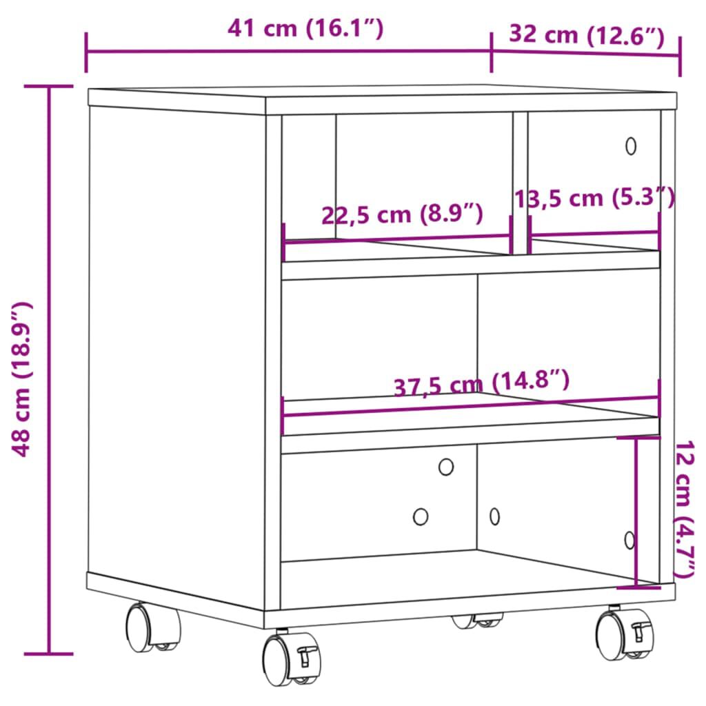 vidaXL Βάση Εκτυπωτή με Ρόδες Καφέ Δρυς 41 x 32 x 48 εκ.
