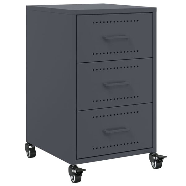 vidaXL Κομοδίνο Ανθρακί 36x39x59 εκ. από Χάλυβα