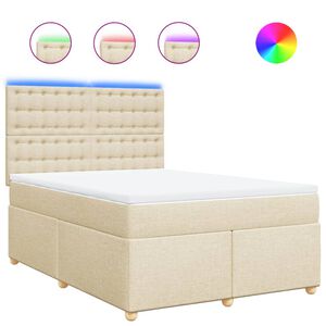 vidaXL Κρεβάτι Boxspring με Στρώμα Κρεμ 160x200 εκ. Υφασμάτινο