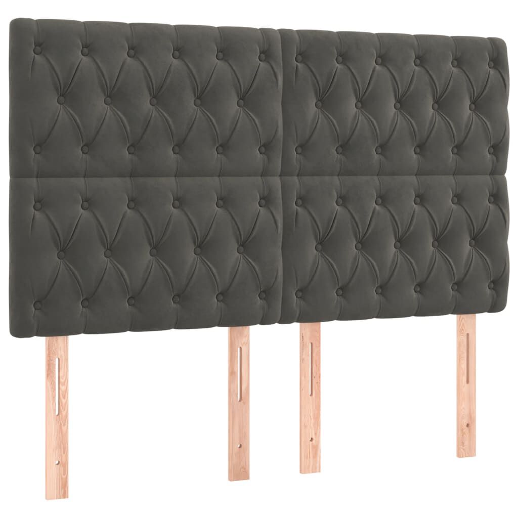 vidaXL Κρεβάτι Boxspring με Στρώμα Σκούρο Γκρι 140x190 εκ. Βελούδινο