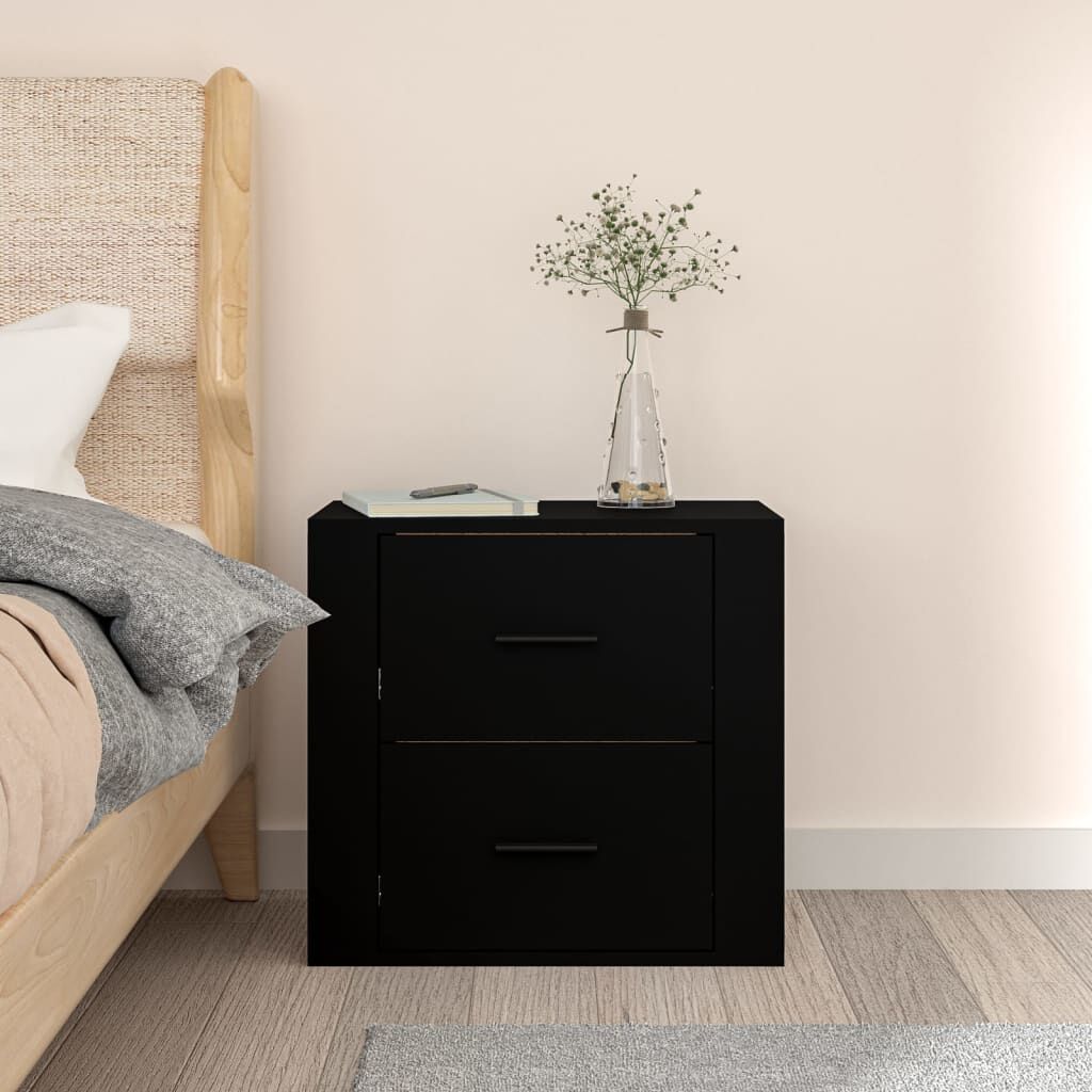 vidaXL Κομοδίνο Επιτοίχιο Μαύρα 50 x 36 x47 εκ.