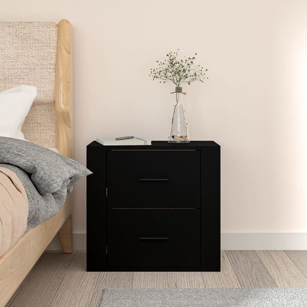 vidaXL Κομοδίνο Επιτοίχιο Μαύρα 50 x 36 x47 εκ.