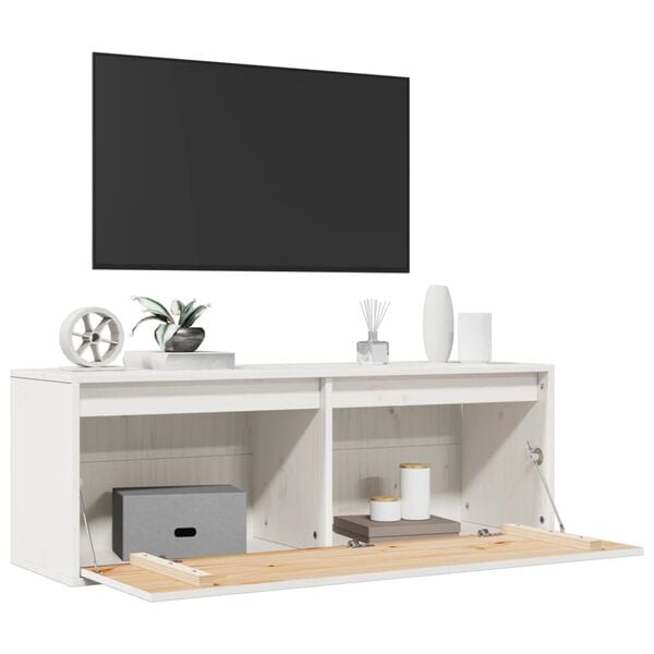 vidaXL Ντουλάπι Τοίχου Λευκό 100 x 30 x 35 εκ. από Μασίφ Ξύλο Πεύκου