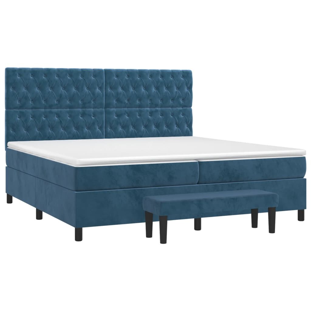 vidaXL Κρεβάτι Boxspring με Στρώμα Σκούρο Μπλε 200x200 εκ. Βελούδινο