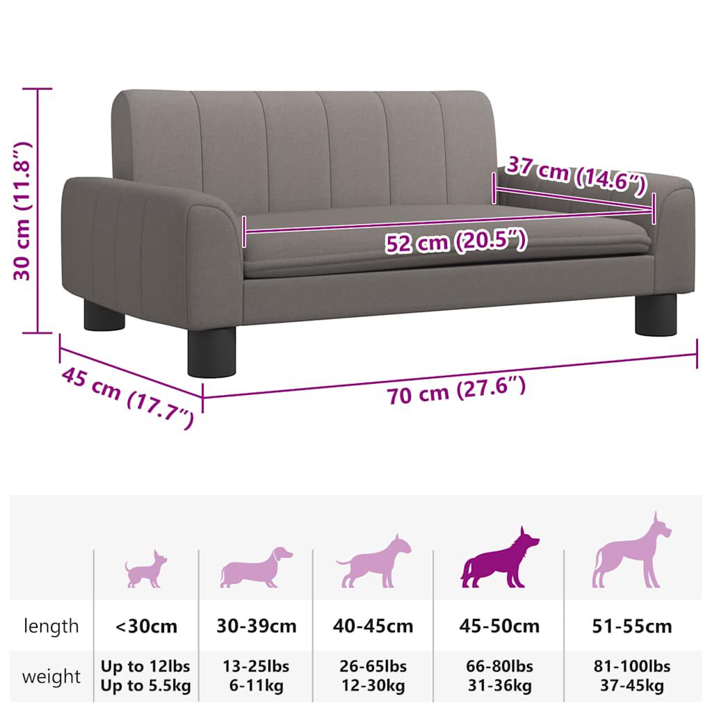vidaXL Κρεβάτι Σκύλου Taupe 90 x 53 x 30 εκ. Υφασμάτινο