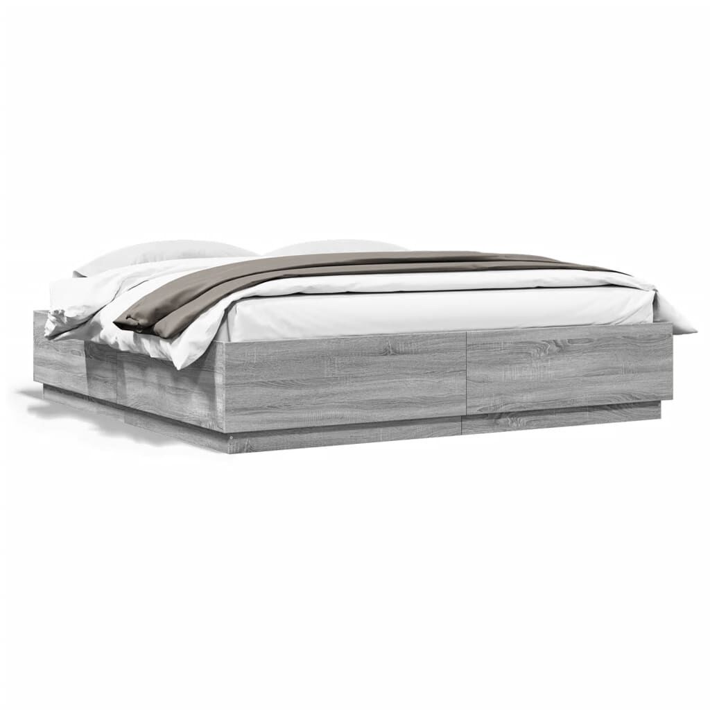vidaXL Πλαίσιο Κρεβατιού με LED Γκρι sonoma 180x200εκ. Επεξ. Ξύλο