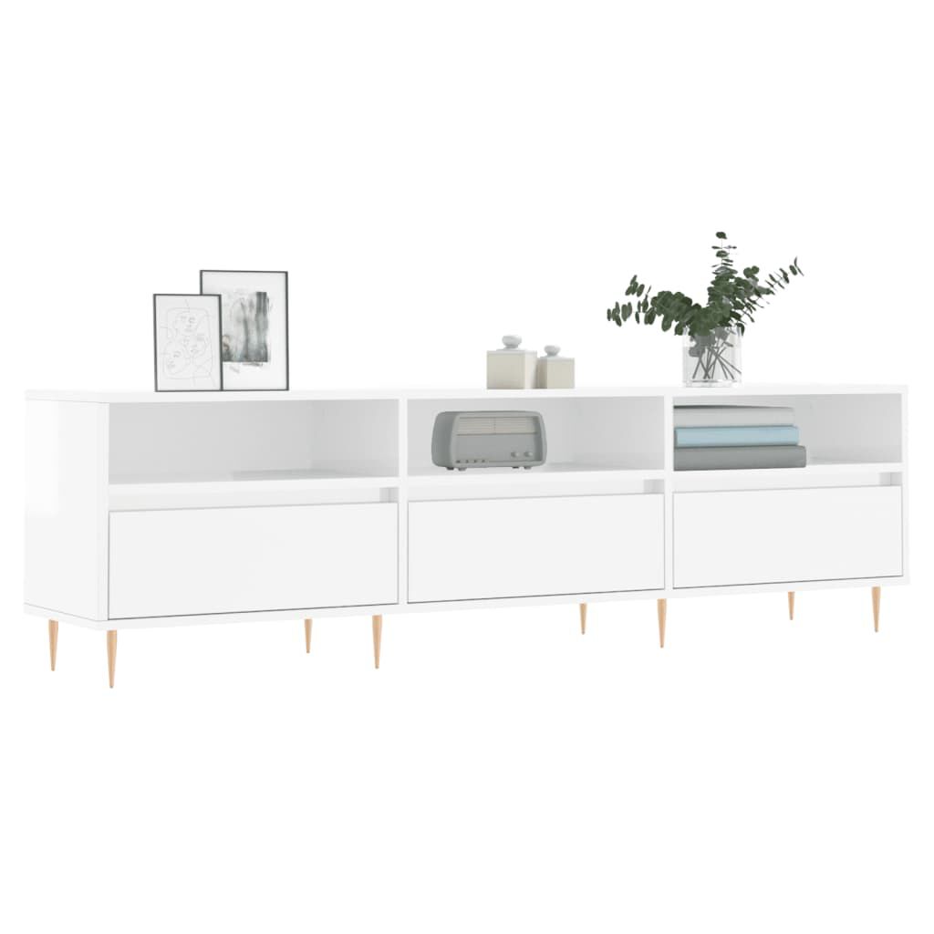 vidaXL Έπιπλο Τηλεόρασης Γυαλ. Λευκό 150x30x44,5 εκ Επεξεργασμένο Ξύλο