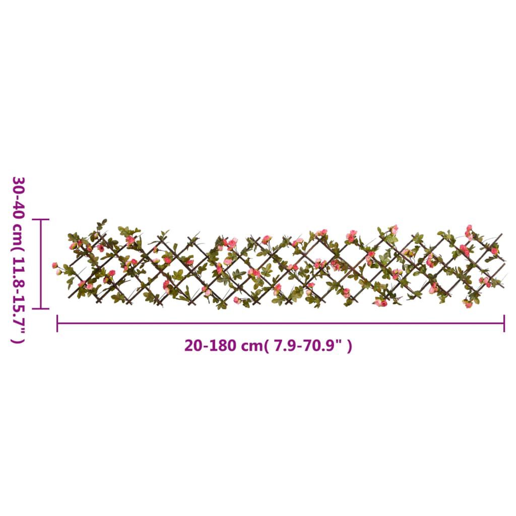 vidaXL Καφασωτό Επεκτεινόμενο 5 Τεμ. Σκ. Ροζ 180x20εκ. Τεχνητός Κισσός