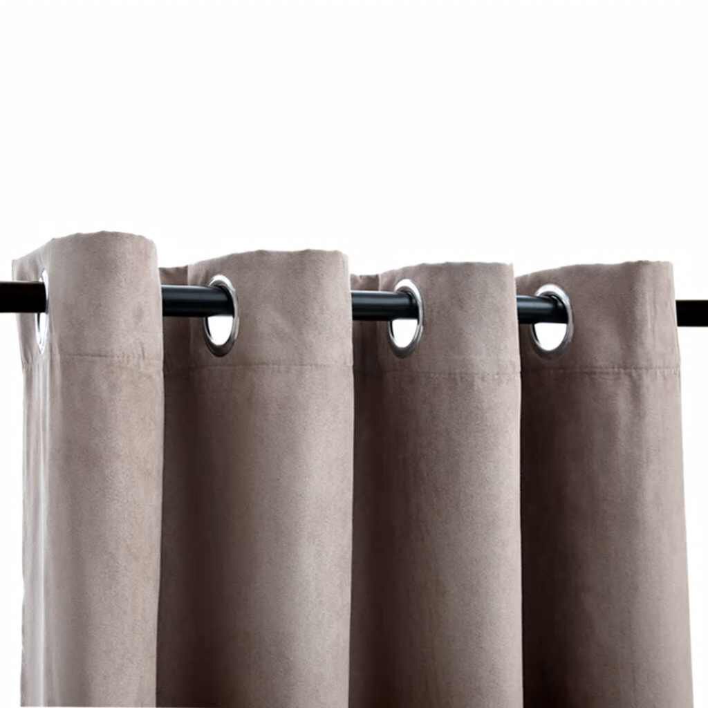 vidaXL Κουρτίνες Συσκότισης Μεταλ. Κρίκοι 2 τεμ. Taupe 140x175 εκ.