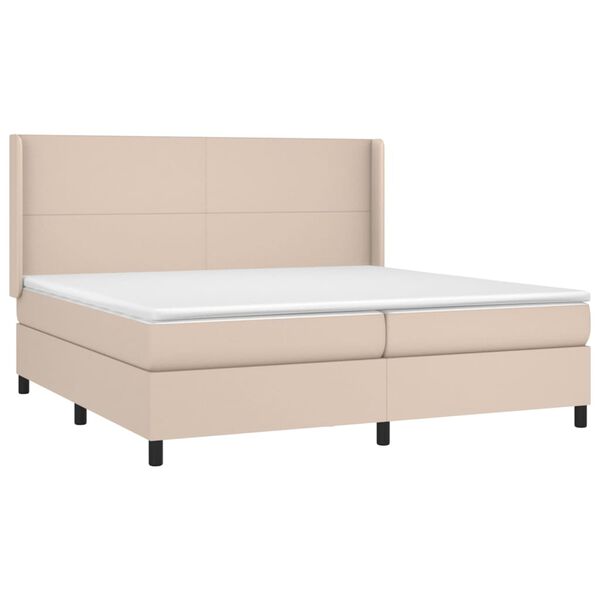 vidaXL Κρεβάτι Boxspring με Στρώμα Καπουτσίνο 200x200εκ.από Συνθ.Δέρμα
