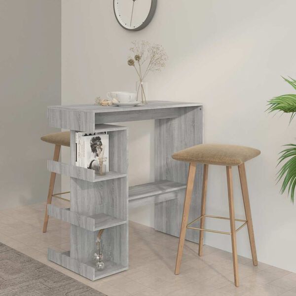 vidaXL Τραπέζι Μπαρ με Ράφια Γκρι Sonoma 100x50x101,5 εκ.