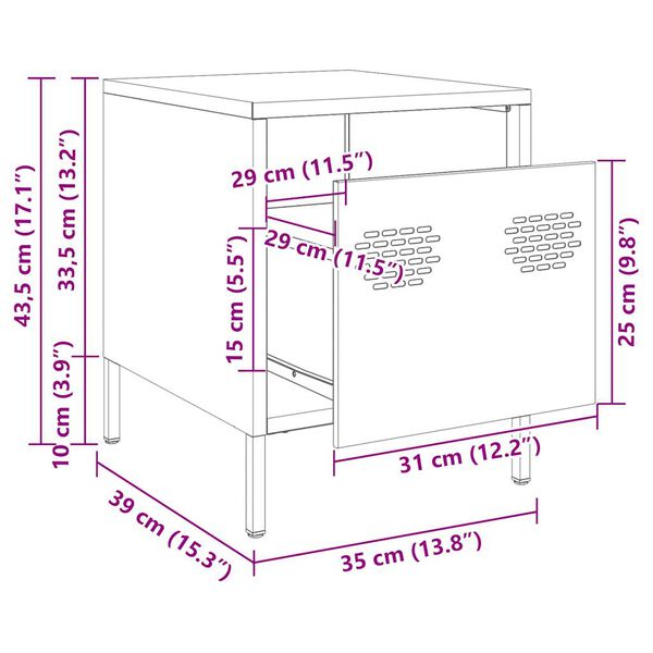 vidaXL Κομοδίνο Λευκό 35x39x43,5 εκ. από Χάλυβα