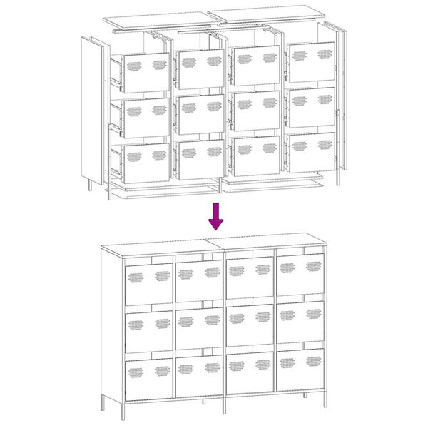 vidaXL Sideboard Μουστάρδα κίτρινη 135x39x103,5cm Ατσάλι ψυχρής έλασης