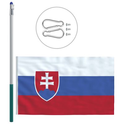 vidaXL Σημαία Σλοβακίας 6 μ. με Ιστό Αλουμινίου