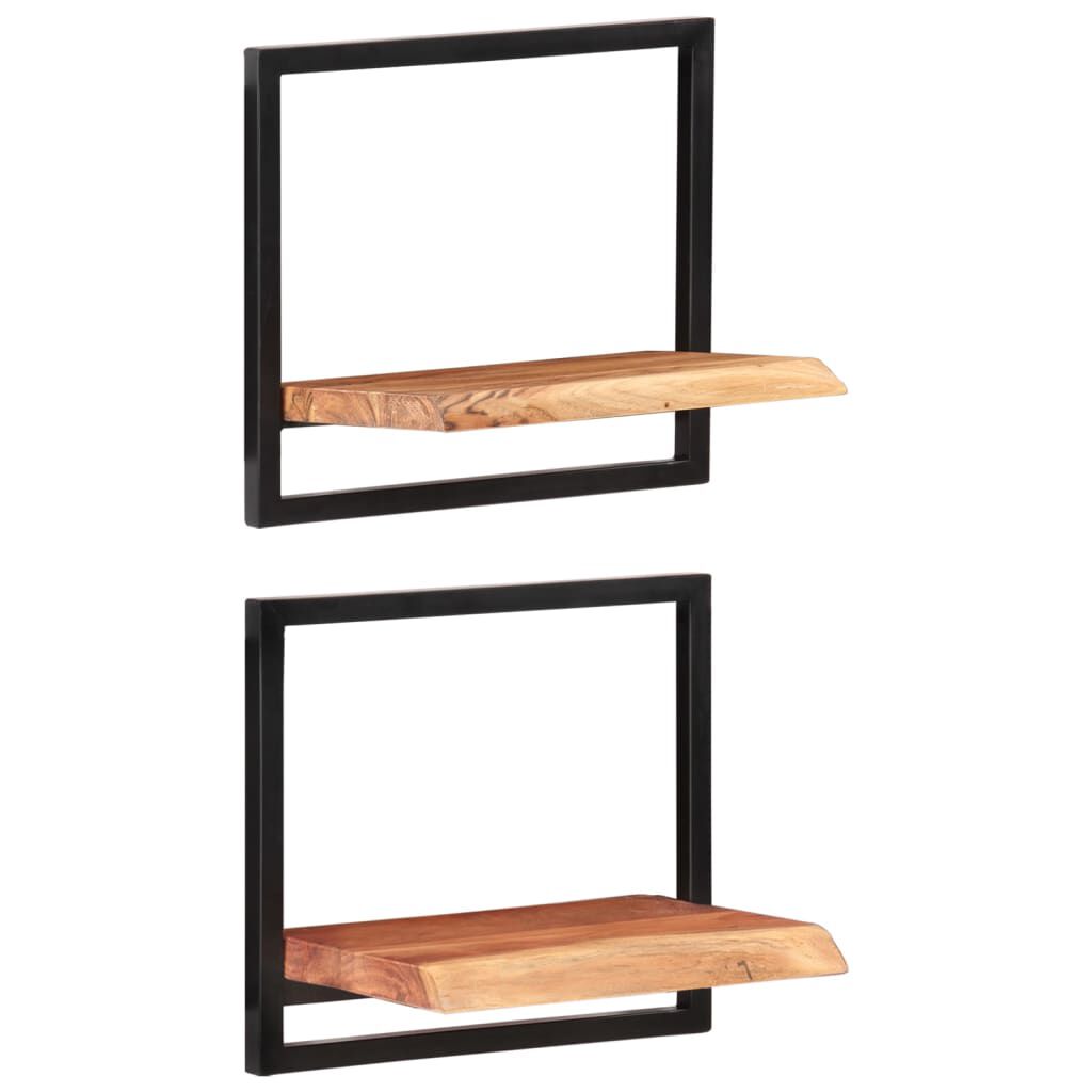 vidaXL Ράφια Τοίχου 2 Τεμ. 40x24x35 εκ. Μασίφ Ξύλο Ακακίας & Ατσάλι