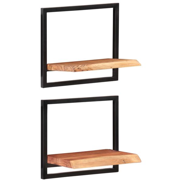 vidaXL Ράφια Τοίχου 2 Τεμ. 40x24x35 εκ. Μασίφ Ξύλο Ακακίας & Ατσάλι