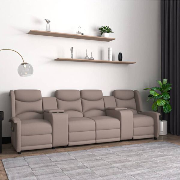 vidaXL Πολυθρόνα Μασάζ Τετραθέσια με Ποτηροθήκη Ανακλινόμενη Taupe
