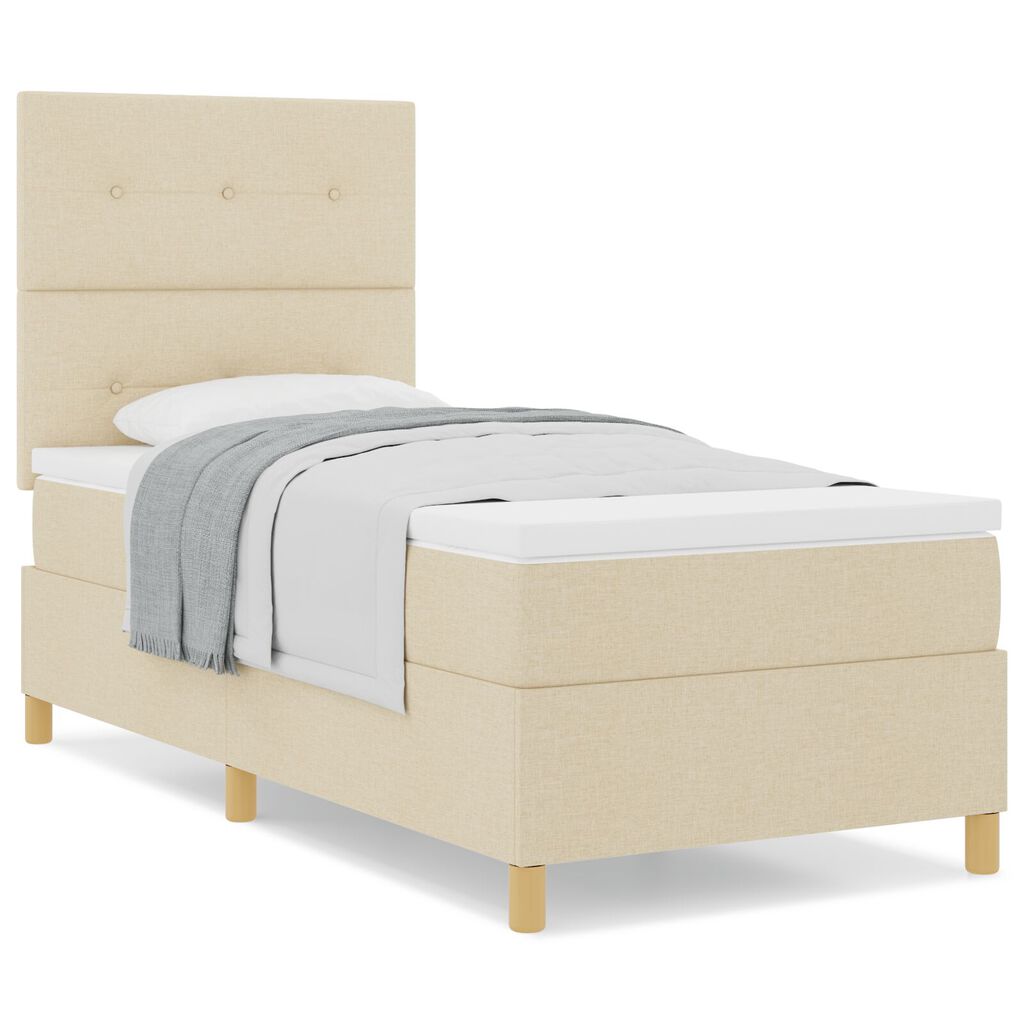 vidaXL Κρεβάτι με Ελατήριο και Στρώμα Κρεμ 100x200 cm Υφασμα
