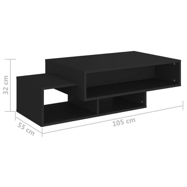 vidaXL Τραπεζάκι Σαλονιού Μαύρο 105 x 55 x 32 εκ. από Επεξ. Ξύλο