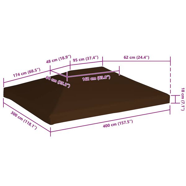 vidaXL Κάλυμμα για Κιόσκι Καφέ 3 x 4 μ. 310 γρ./μ²