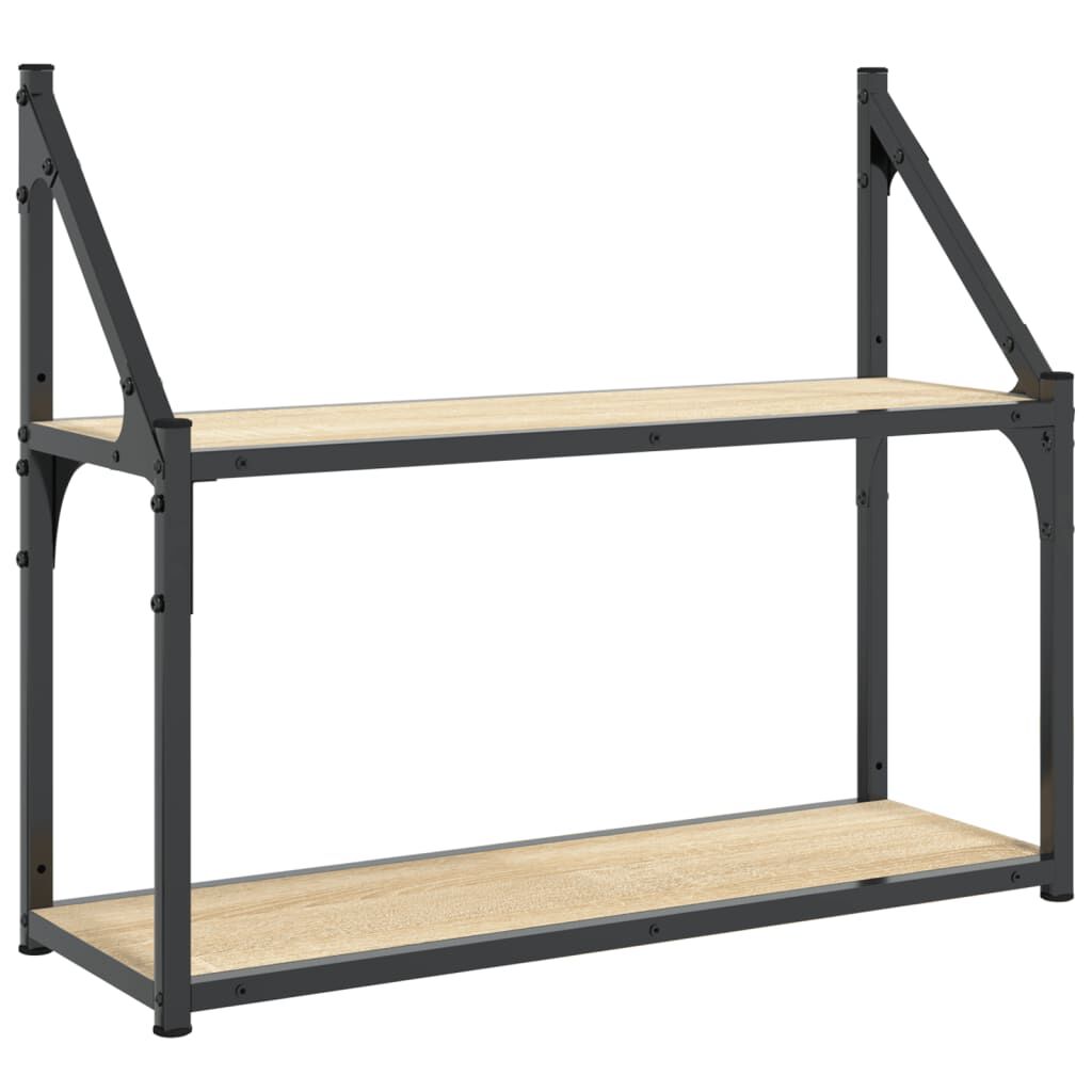 vidaXL Ραφιέρα Τοίχου με 2 Ράφια Sonoma Δρυς 60x21x51 εκ Επεξεργ. Ξύλο