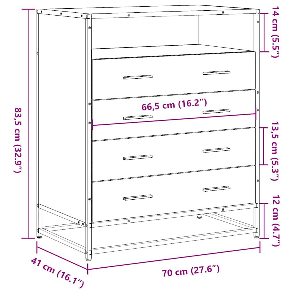 vidaXL Συρταριέρα Sonoma Δρυς 70x41x83,5 εκ. από Επεξεργασμένο Ξύλο