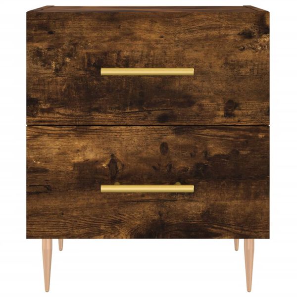 vidaXL Κομοδίνα 2 τεμ. Καπνιστή Δρυς 40 x 35 x 47,5 εκ. Επεξεργ. Ξύλο