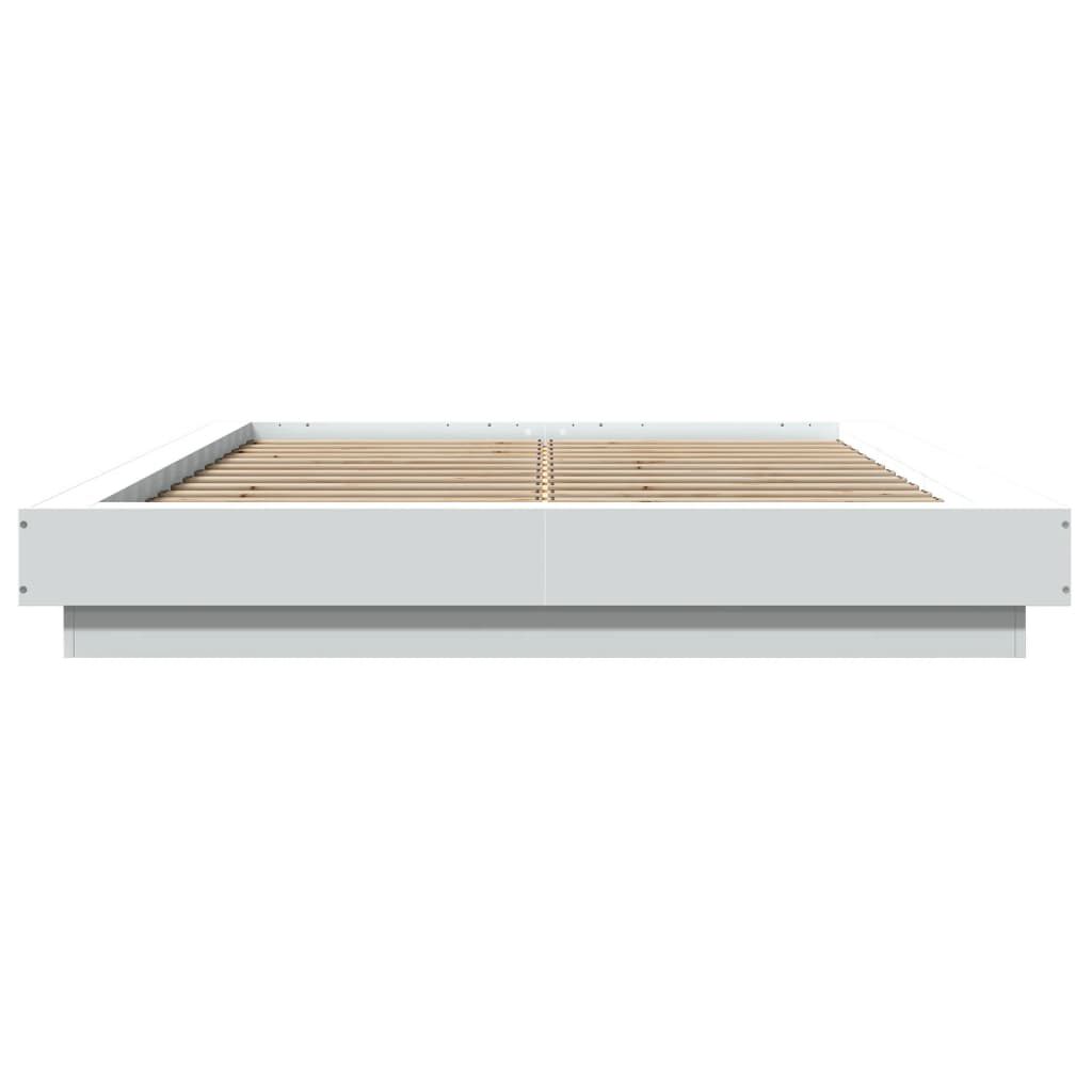 vidaXL Πλαίσιο Κρεβατιού με LED Λευκό 140x190 εκ Επεξεργ. Ξύλο
