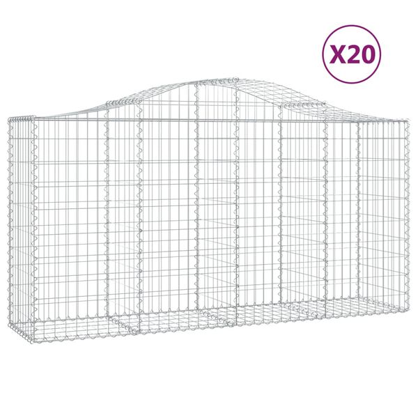 vidaXL Συρματοκιβώτια Τοξωτά 20 τεμ. 200x50x100/120 εκ. Γαλβαν. Ατσάλι