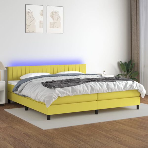 vidaXL &Kappa;&rho;&epsilon;&beta;ά&tau;&iota; Boxspring &mu;&epsilon; &Sigma;&tau;&rho;ώ&mu;&alpha; & LED &Pi;&rho;ά&sigma;&iota;&nu;&omicron; 200x200 &epsilon;&kappa; &Upsilon;&phi;&alpha;&sigma;&mu;ά&tau;&iota;&nu;&omicron;