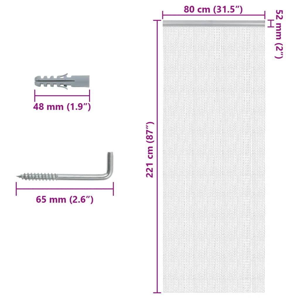 vidaXL Σήτα Πόρτας Αλυσιδωτή 80x221 εκ. από Αλουμίνιο