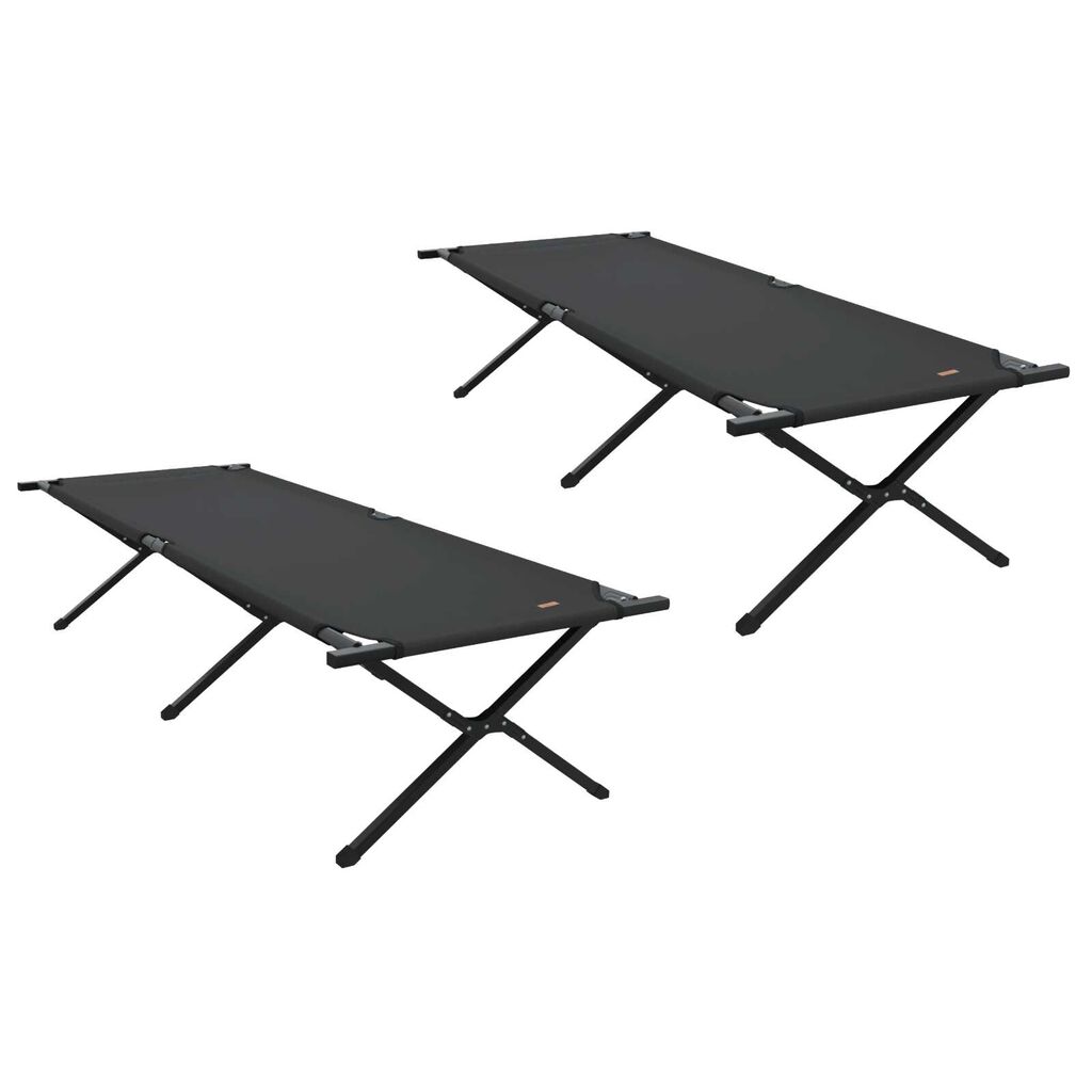 vidaXL Αναδιπλούμενο Κρεβάτι Κάμπινγκ 2 pcs Μαύρο Ύφασμα Oxford