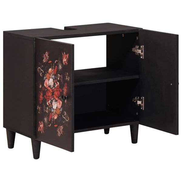 vidaXL Ντουλάπι νιπτήρα Πολύχρωμο 62 x 33 x 58 εκ. Στερεό ξύλο μάνγκο