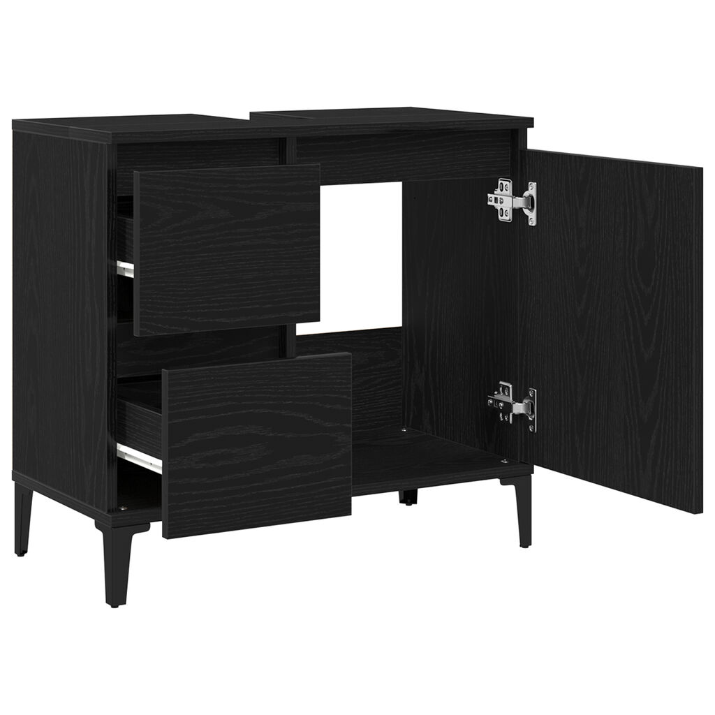 vidaXL Ντουλάπι Νιπτήρα Μαύρη Δρυς 65x33x60 εκ. Ξύλο Επεξεργασμένο