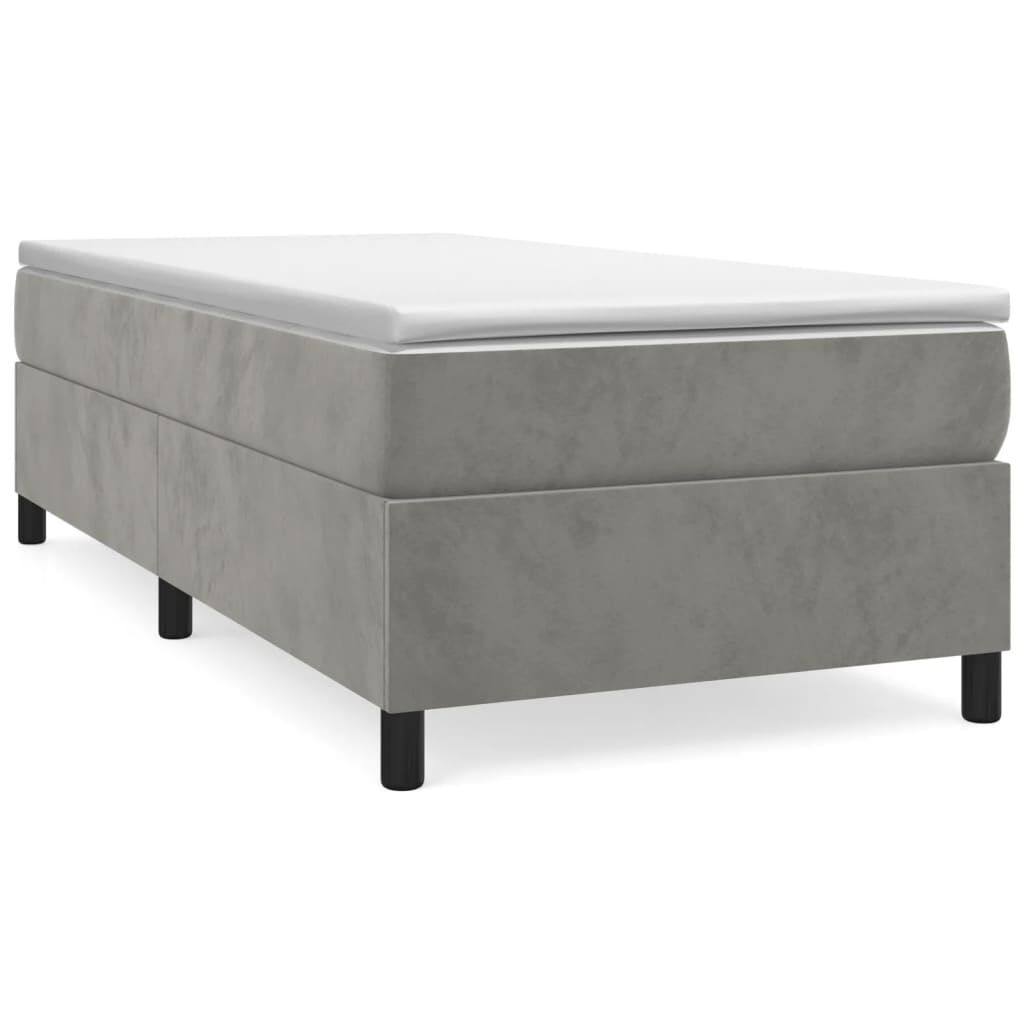 vidaXL Κρεβάτι Boxspring με Στρώμα Ανοιχτό Γκρι 80x200 εκ. Βελούδινο