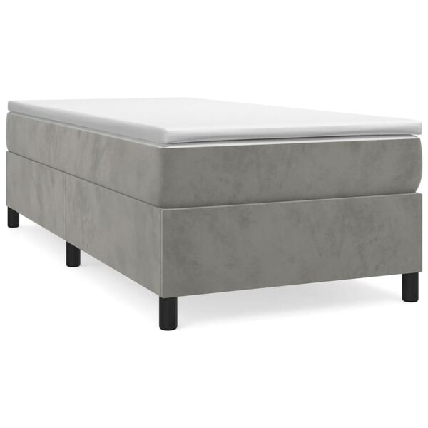 vidaXL Κρεβάτι Boxspring με Στρώμα Ανοιχτό Γκρι 80x200 εκ. Βελούδινο