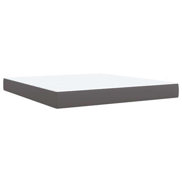 vidaXL Κρεβάτι Boxspring με Στρώμα Γκρι 180x200 εκ. Συνθετικό Δέρμα