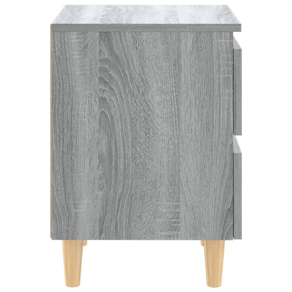 vidaXL Κομοδίνα 2 τεμ. Γκρι Sonoma 40x35x50 εκ. με Μασίφ Ξύλινα Πόδια