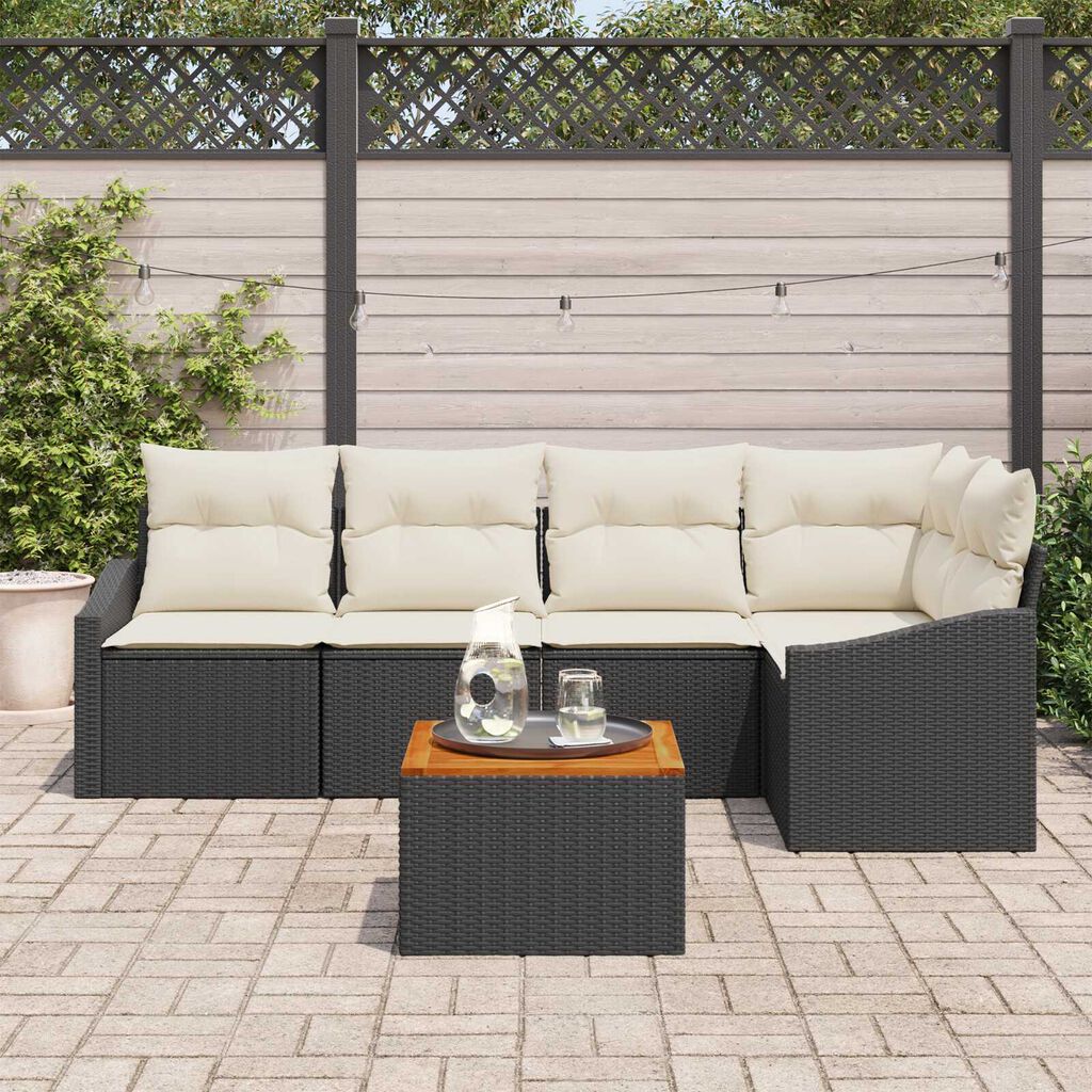 vidaXL Σετ Καναπέ Κήπου 6 pcs Μαύρο και λευκό