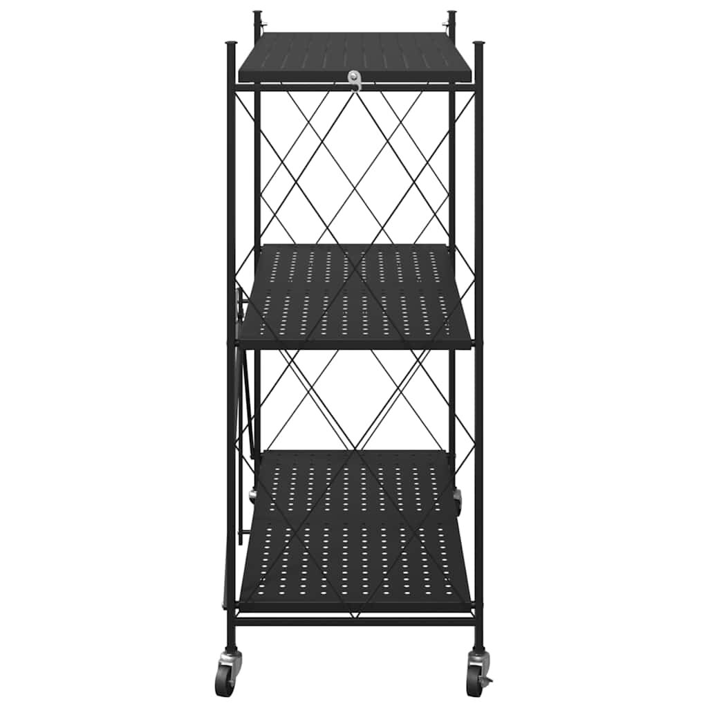 vidaXL Ράφι αποθήκευσης σε ρόδες Μαύρο 71x34x88 cm Ατσάλι