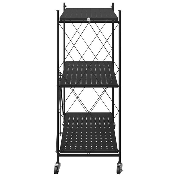 vidaXL Ράφι αποθήκευσης σε ρόδες Μαύρο 71x34x88 cm Ατσάλι